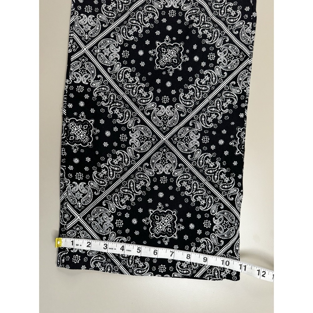 Monteau Los Angeles Linen Blend Wide Leg Bandana Print Pants XL‎ Black White - Picture 3 of 11